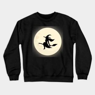 Flying Witch Moon Background Crewneck Sweatshirt